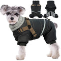 Black Dog Winter Coat with Harness, Reflective Waterproof Jacket for Small Dogs O43201