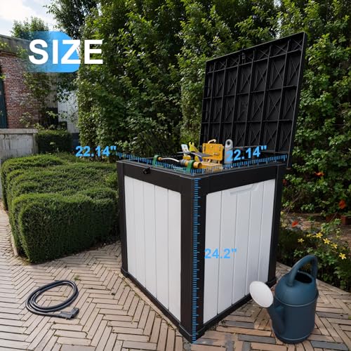 100 Gallon Resin Deck Box, Lockable Patio Outdoor Storage, Waterproof - Black F75230