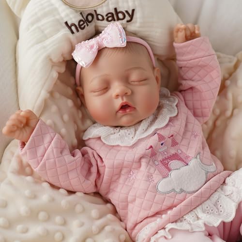 Silicone Reborn Baby Doll 17 Inch Realistic Newborn Vinyl Girl with Gift Box I275733