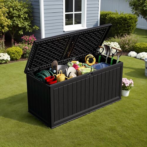 30 Gallon Waterproof Resin Deck Box for Outdoor Patio and Garden Storage Q30388