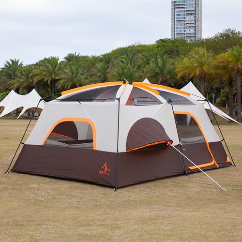 Extra Large Family Cabin Tent 2 Rooms 3 Doors 3 Windows Waterproof for Camping H460