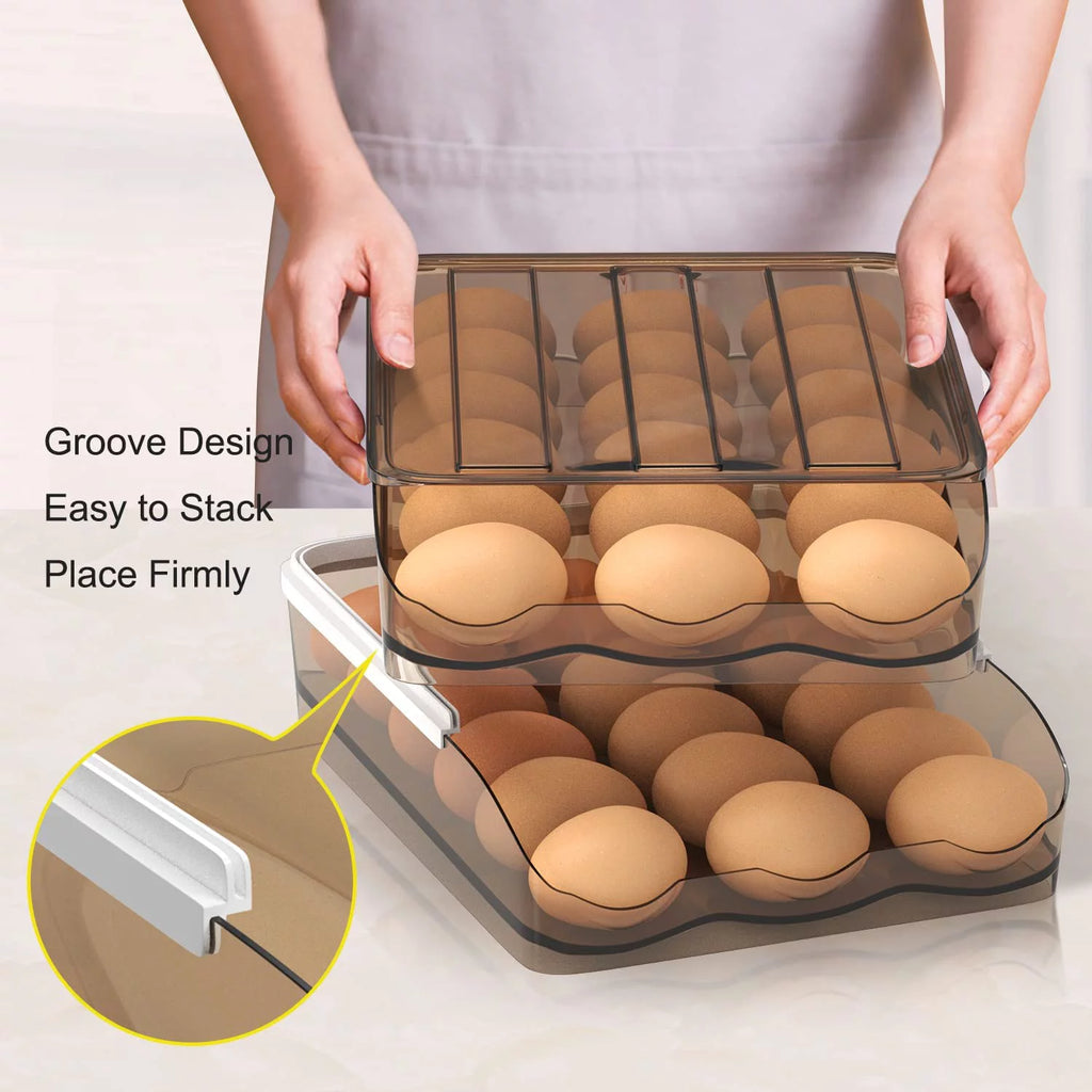 Large Capacity Auto Rolling Egg Holder for Refrigerator, 3 Layers V658816