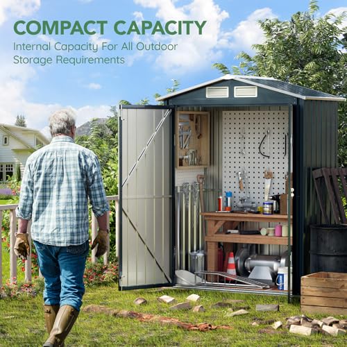 Outdoor Steel Storage Shed with Lockable Doors and Windows E249038