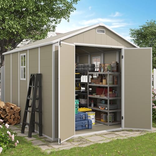Outdoor Storage Shed 6x6 FT Resin with Floor and Lockable Door Z166