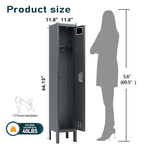5-Door Steel Storage Locker with Hooks and Card Slots M92401