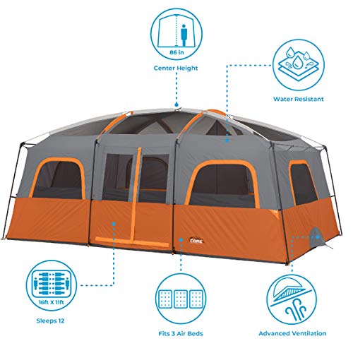 Family Camping Tent for 10-12 Person, Multi Room Cabin Tent for Car Camping I912138