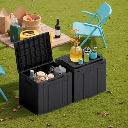 30 Gallon Waterproof Resin Deck Box for Outdoor Patio and Garden Storage Q30388