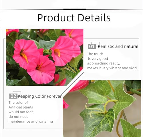 Artificial UV Resistant Outdoor Morning Glories for Hanging Decor I712