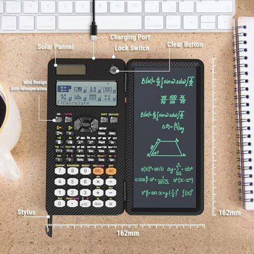 Rechargeable Scientific Calculator with Writing Pad and Foldable Case Q688