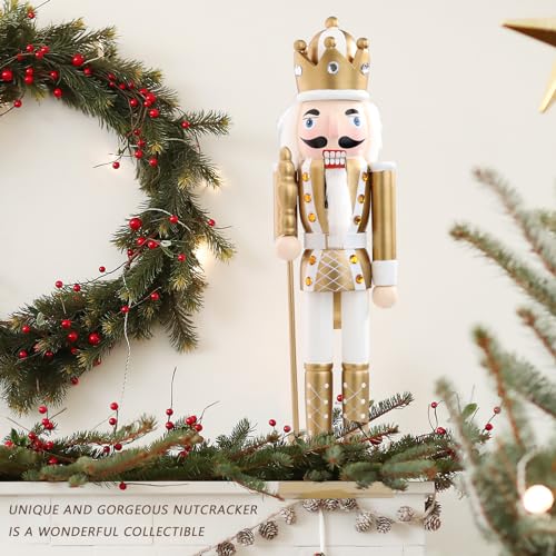 16 Inch Wooden Nutcracker Christmas Decoration for Table Desktop Fireplace Indoor Home H891