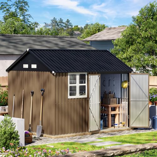 Outdoor Steel Storage Shed with Lockable Doors and Windows E249038