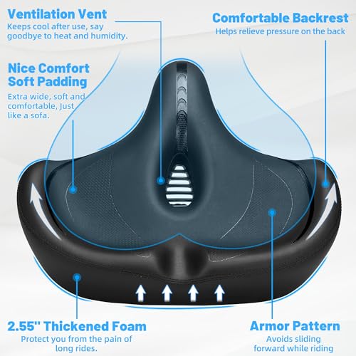 Oversized Comfort Bike Seat with Extra Wide Padded Cushion Z56075
