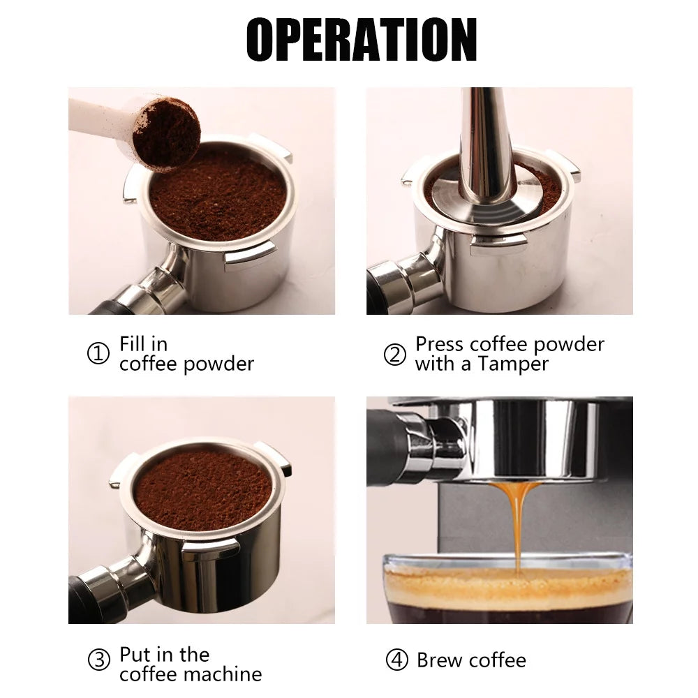 54mm Bottomless Portafilter with Filter Basket, Stainless Steel Replacement M656