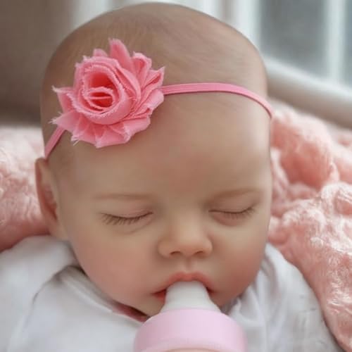 Lifelike Reborn Baby Doll Girl, 17 Inch Soft Body Realistic Newborn Vinyl Silicone Doll with Feeding Kit H33373