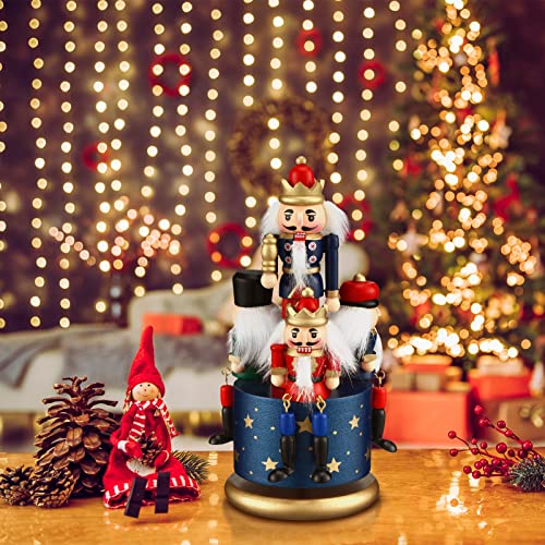 Nutcracker Music Box Wooden Soldier Toy Christmas Wind Up Musical Decor X3406