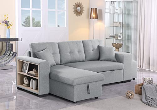 4-in-1 Convertible L Shaped Couch with Pull Out Bed and Storage Z983