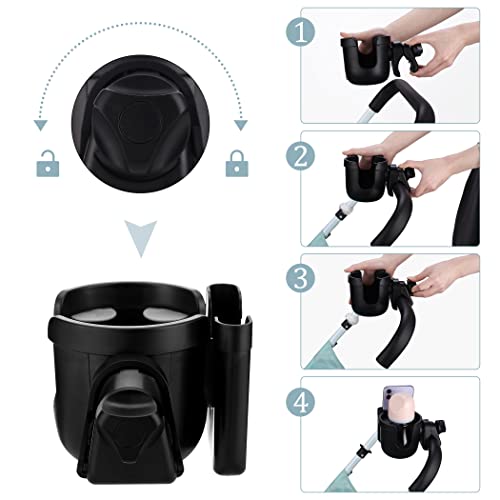 Stroller Cup Holder with Phone Holder, 2-in-1 for Bike and Wheelchair Q6552