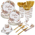 410 Pcs Terracotta Floral Paper Plates and Napkins Set for 50 Guests S1131