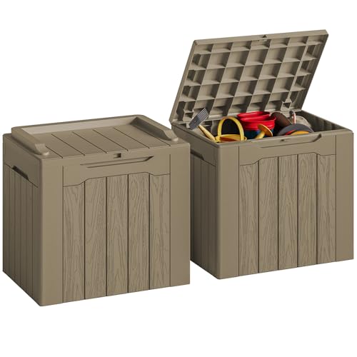 31 Gallon Resin Deck Box Waterproof Indoor Outdoor Storage for Patio Cushions and Garden Tools L90121