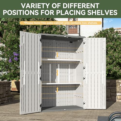 Outdoor Storage Shed with Floor, Waterproof Vertical Cabinet I260366