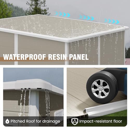 Outdoor Storage Shed 6x6 FT Resin with Floor and Lockable Door Z166