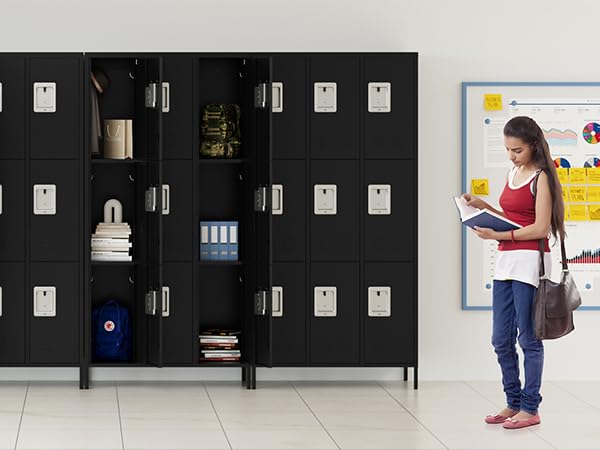 3-Door Blue Steel Storage Locker for Office, School, Gym C68898