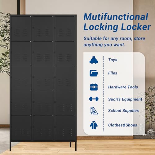 3-Door Blue Steel Storage Locker for Office, School, Gym C68898