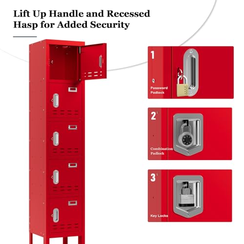 5-Door Steel Storage Locker with Hooks and Card Slots M92401