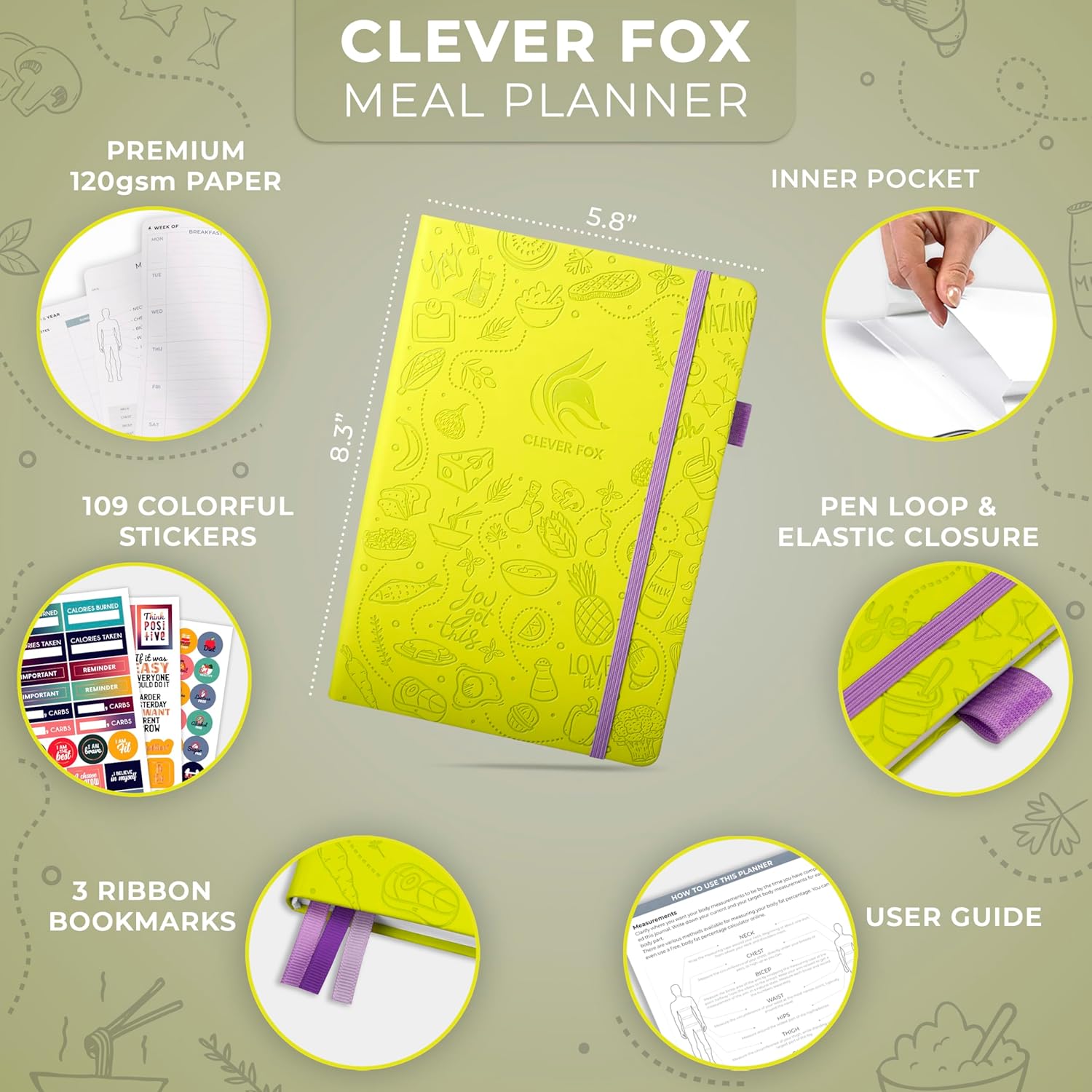 Weekly Meal Planner with Shopping and Grocery Lists, Undated A5 A31238