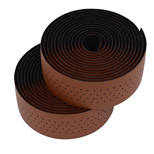Handlebar Tape PU Leather Bike Bar Wrap with Reflective Plug D84898