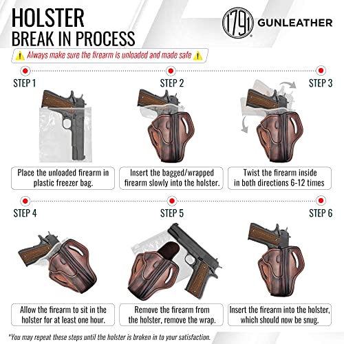1911 Leather Holster, Right Hand OWB for Belts, Fits 4" and 5" Barrels A430130