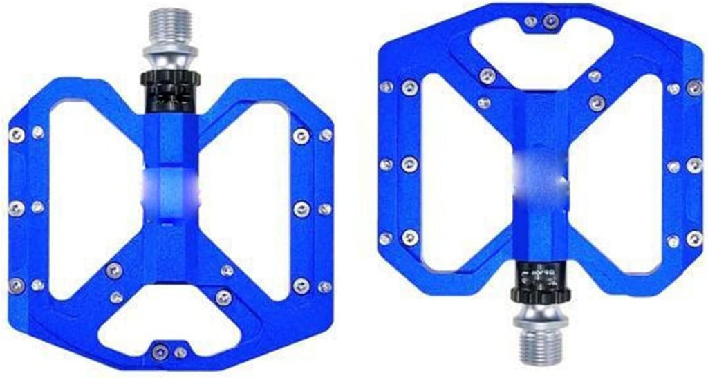 Mountain Skid Bike Pedal Platform Bike Flat Alloy Pedals 9/16" 3 Bearings for Road MTB Fixie Bikes (Color : Blue)