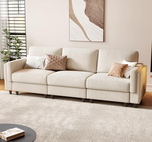 Modular Sectional Sofa Bed with Storage Ottoman, Beige S706