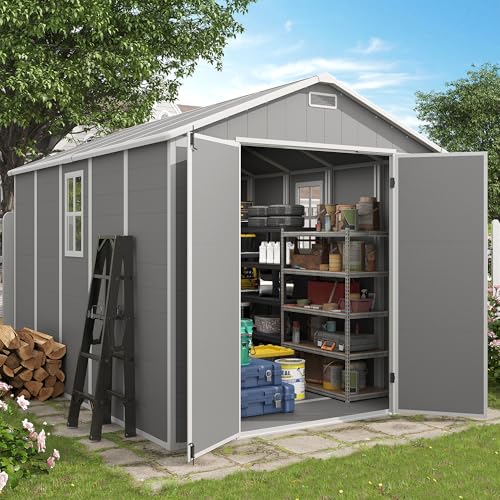 Outdoor Storage Shed 6x6 FT Resin with Floor and Lockable Door Z166