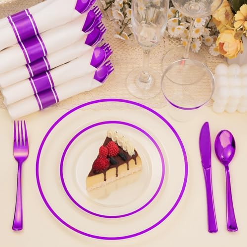 Disposable Plates and Cups Set for 50 Guests with Napkins and Cutlery V71219