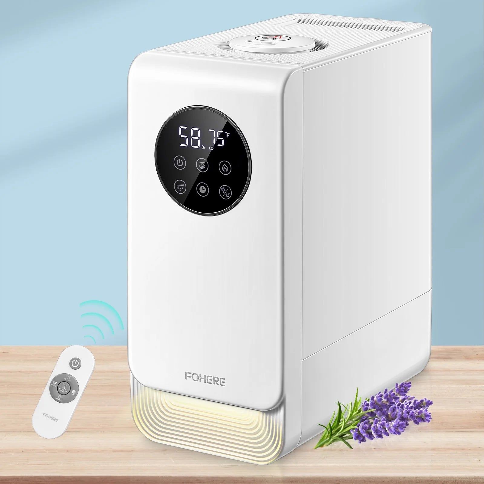 FOHERE 6.5L Warm and Cool Mist Humidifiers for Bedroom, Easy Top Fill Ultrasonic Humidifier, Essential Oil Diffuser, Night Light, Timer, Filterless, Quiet, White