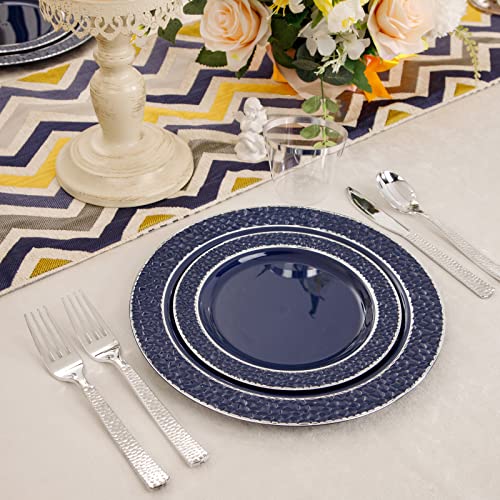 350PCS Clear Plastic Plates with Gold Trim for 50 Guests, Disposable Dinnerware Set O686017