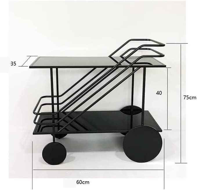 Kitchen Storage Trolley on Wheels with Glass Shelf S82398