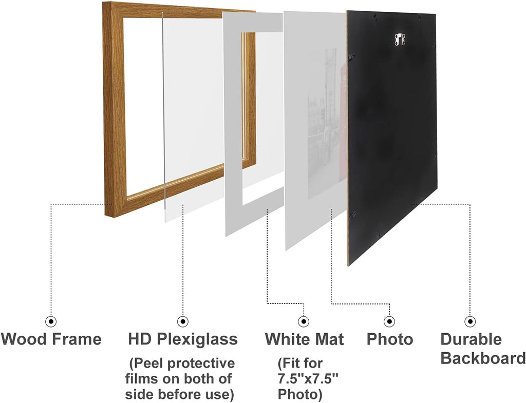 12x12 Square Wooden Picture Frame for Wall Mounting S7255