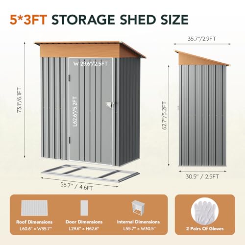 Outdoor Storage Shed with Lockable Door, Compact Metal Tool Shed for Garden O328