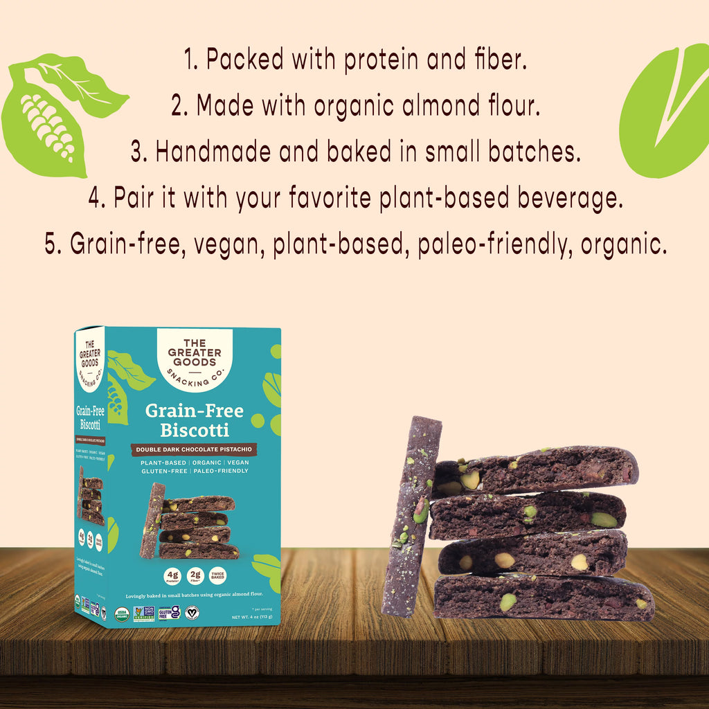 Gluten Free Double Dark Chocolate Pistachio Biscotti Cookies, 4oz, 6 Boxes F5051