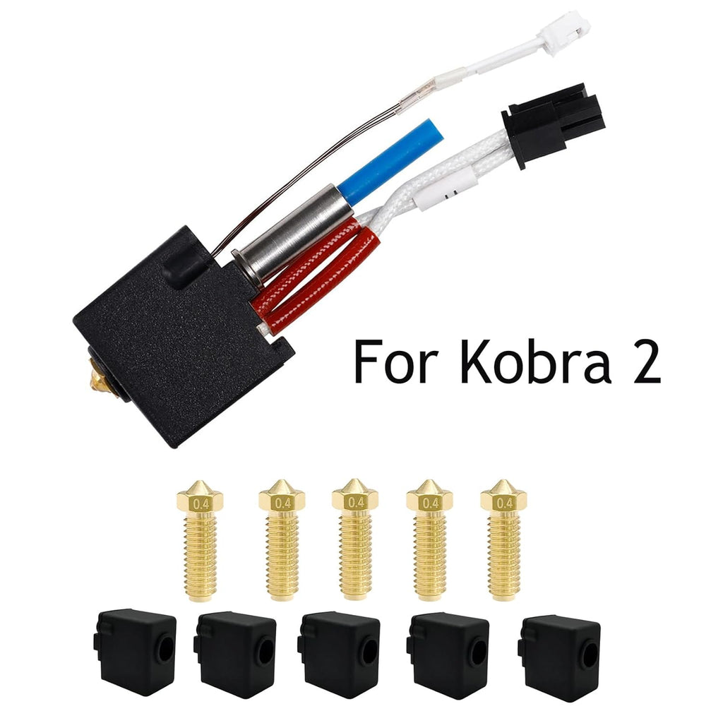 3D Printer Nozzles and Silicone Socks, 0.4mm Brass, 5-Piece Set B145726