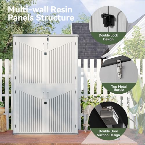 Outdoor Storage Shed with Floor, Waterproof Vertical Cabinet I260366