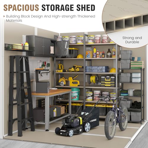 Outdoor Storage Shed 6x6 FT Resin with Floor and Lockable Door Z166