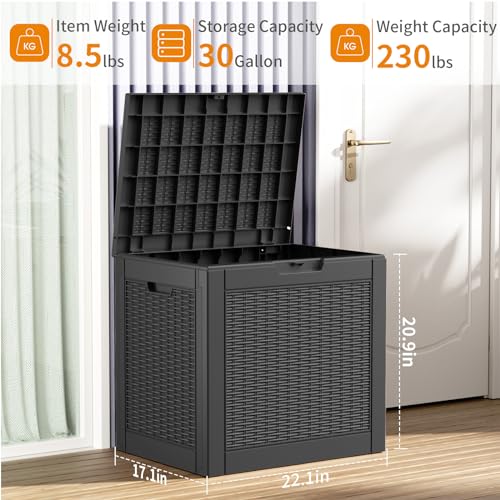 100 Gallon Resin Deck Box, Lockable Patio Outdoor Storage, Waterproof - Black F75230