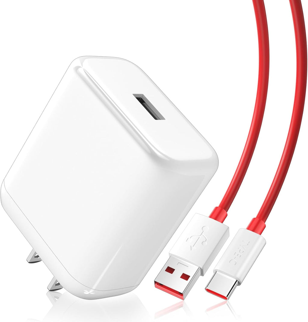 65W Warp Charger for OnePlus Open Pad 10 Pro 10R 9 Pro 9 8T, 10V 6.5A Rapid Wall Power Adapter Fast Charger Block Replacement for OnePlus Nord 2T/9R/9RT with USB A to C SuperVOOC Fast Charging Cable