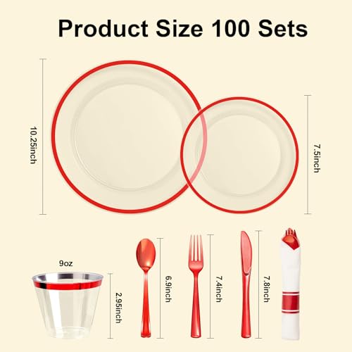 Disposable Plates and Cups Set for 50 Guests with Napkins and Cutlery V71219