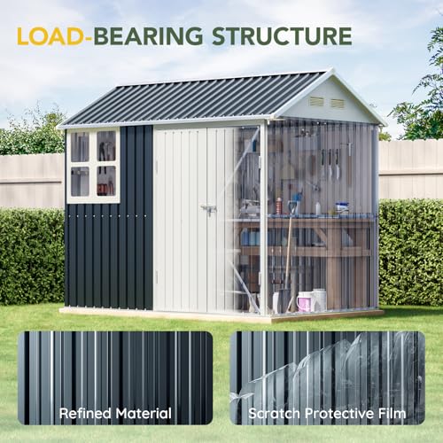 Outdoor Steel Storage Shed with Lockable Doors and Window L987864