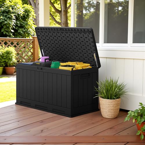 30 Gallon Waterproof Resin Deck Box for Outdoor Patio and Garden Storage Q30388