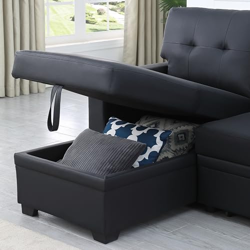 4-in-1 Convertible L Shaped Couch with Pull Out Bed and Storage Z983
